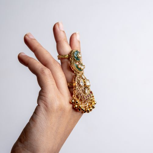 Royal Chandbali Hand Harness Ring