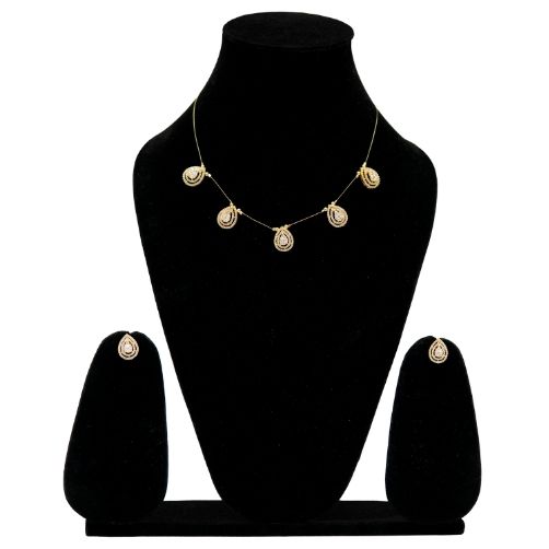 Uffbyisha Gold Finish Minimal Drop Necklace Set